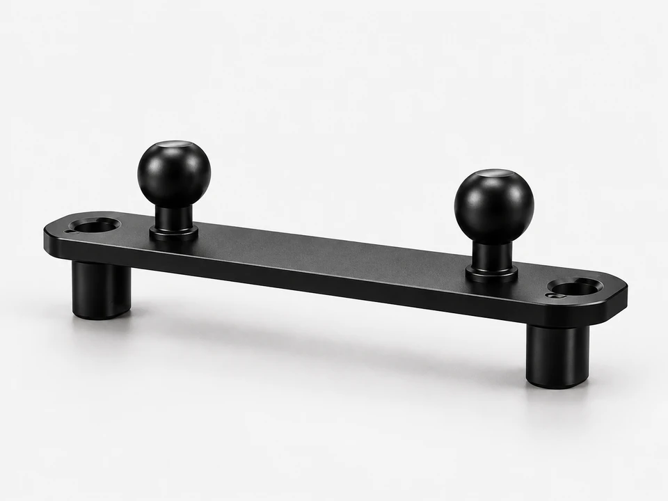 Illustration of a black GSP mounting bridge with two ball studs